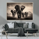 Elephant Family Wall Art Canvas Print, Framed Elephant Wall