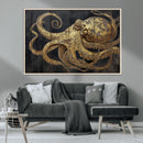 Octopus Wall Art Canvas Print – Gold Detail Wooden Marine by MyGreatCanvas | Canvas Wall Art Prints | Photo Prints & Wall Decor