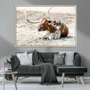 Majestic Longhorn Wall Art Canvas Print – Resting on Sunlit by MyGreatCanvas | Canvas Wall Art Prints | Photo Prints & Wall Decor