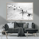 Black White Surfers Wall Art Canvas Print – Riding Gentle by MyGreatCanvas | Canvas Wall Art Prints | Photo Prints & Wall Decor