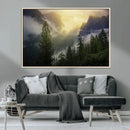 Misty Forest Sunrise Mountain Valley Pine Trees Foggy by MyGreatCanvas | Canvas Wall Art Prints | Photo Prints & Wall Decor