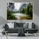 Misty Lake Forest Green Trees Calm Water Reflection Mountain by MyGreatCanvas | Canvas Wall Art Prints | Photo Prints & Wall Decor