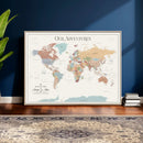 Personalized Push Pin World Map Canvas – Custom Framed