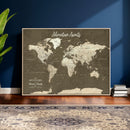 Personalized Push Pin World Map Canvas Print – Custom Travel