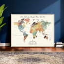Detailed Custom World Map Print – Framed Custom Push Pin