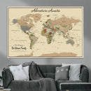 Personalized Push Pin Map with Pin Wall Art Canvas Print –