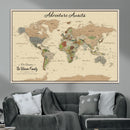 Personalized Push Pin Map with Pin Wall Art Canvas Print –