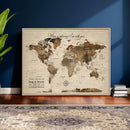 Large Custom World Map Canvas – Custom Framed Push Pin