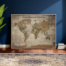 Personalized World Map Wall Art Canvas Print – Custom Push