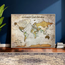 Personalized World Map Wall Art Canvas Print – Custom Push
