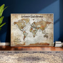 Personalized World Map Wall Art Canvas Print – Custom Push