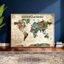 Grunge Personalized World Map Wall Art Canvas Print – Custom