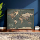 Personalized World Map Wall Art – Custom Framed Push Pin