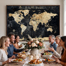 Personalized Push Pin World Map Canvas – Custom Framed