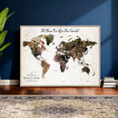 Personalized Push Pin World Map Canvas Print – Custom Framed