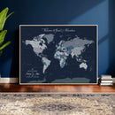 Framed Personalized World Map Custom Travel Memory Gift