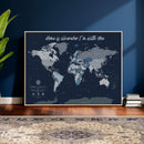 Framed Personalized World Map Custom Travel Memory Gift