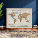 Custom Framed World Map Canvas Print – Personalized Push Pin