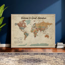 Personalized Push Pin World Map Canvas – Custom Framed