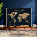 Personalized World Map Wall Art Print – Custom Push Pin