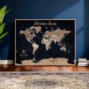 Personalized Blue World Map Canvas – Custom Framed Push Pin