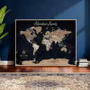 Personalized Blue World Map Canvas – Custom Framed Push Pin