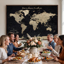 Personalized Push Pin World Map Canvas – Custom Framed