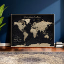 Framed Custom World Map Canvas Print – Custom Push Pin