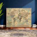 Personalized World Map Canvas – Custom Framed Push Pin