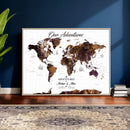 Personalized Vintage World Map Canvas – Custom Framed Push
