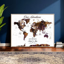 Personalized Vintage World Map Canvas – Custom Framed Push