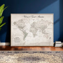 Personalized World Map Canvas Print – Custom Push Pin Travel