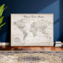 Personalized World Map Canvas Print – Custom Push Pin Travel