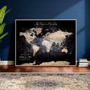 Personalize World Map Push Pin Wall Canvas Print –