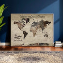 Custom Push Pin World Map Wall Canvas Print – Personalized