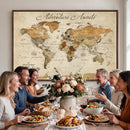 Custom Push Pin World Map Wall Canvas Print