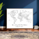 Framed World Map Canvas – Custom Push Pin Travel Tracker –