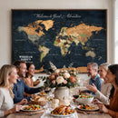Personalized World Map Canvas – Custom Framed Push Pin