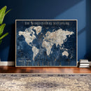 Custom Push Pin Travel Map Wall Art Canvas Print –