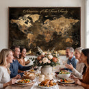 Personalized Family World Map Canvas – Custom Framed Push