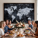 Personalized Push Pin World Map Canvas – Custom Framed