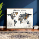 Custom Push Pin World Map Wall Art Canvas Print –