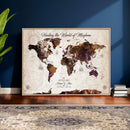 Personalized Push Pin World Map Canvas – Custom Framed