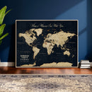 Personalized Push Pin World Map Canvas – Custom Framed