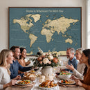 Personalized Push Pin World Map Canvas – Custom Framed