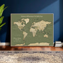 Personalized Push Pin World Map Canvas – Custom Framed