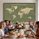 Personalized Push Pin World Map Canvas – Custom Framed