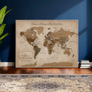 Personalized Push Pin World Map Canvas – Custom Framed