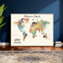Custom Push Pin World Map Wall Art Canvas Print –