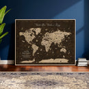 Personalized Push Pin World Map Canvas – Custom Framed